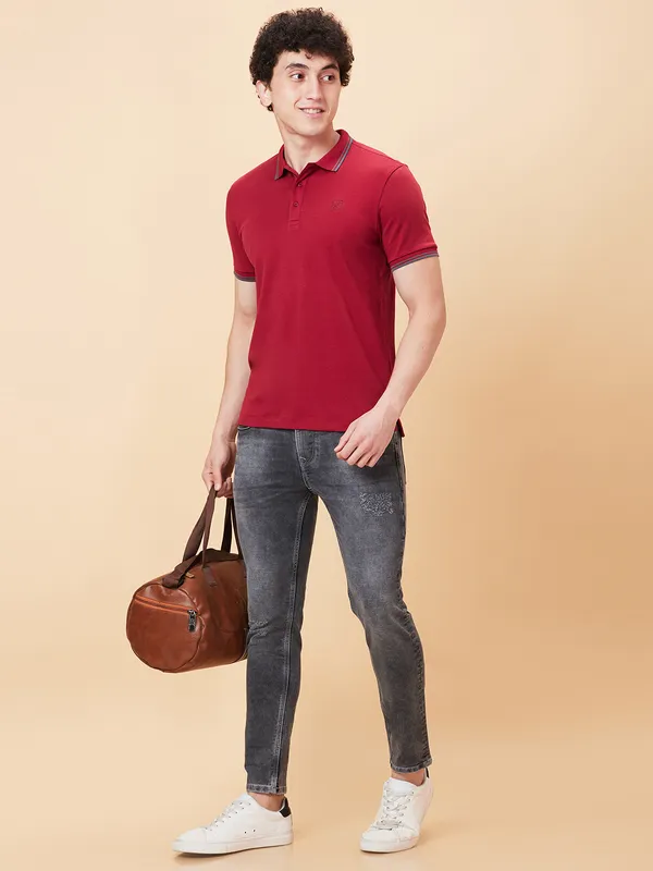 Being Human Clothing Men Regular Fit T-Shirts-Marron