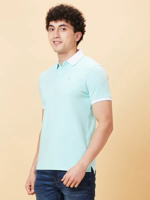 Being Human Clothing Men Regular Fit T-Shirts-Aqua