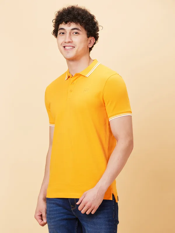 Being Human Men Regular Fit T-Shirts-Bright Marigold