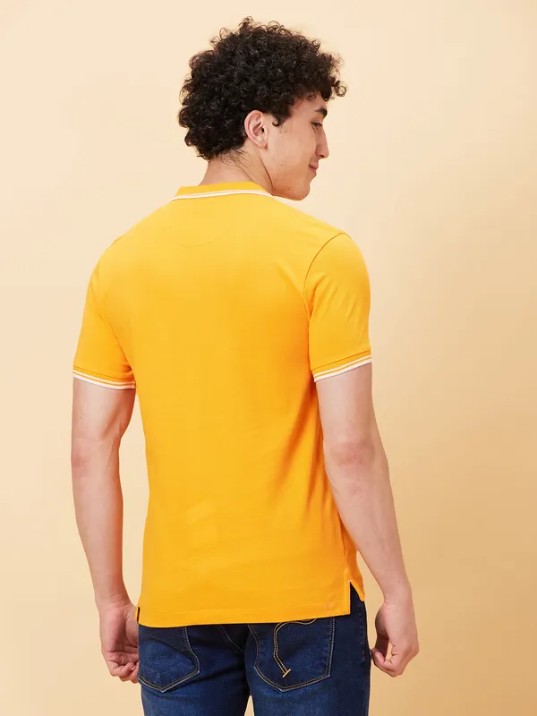 Being Human Men Regular Fit T-Shirts-Bright Marigold