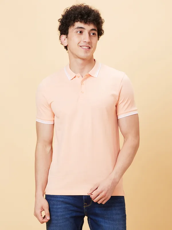 Being Human Men Regular Fit T-Shirts-Peach Parfait