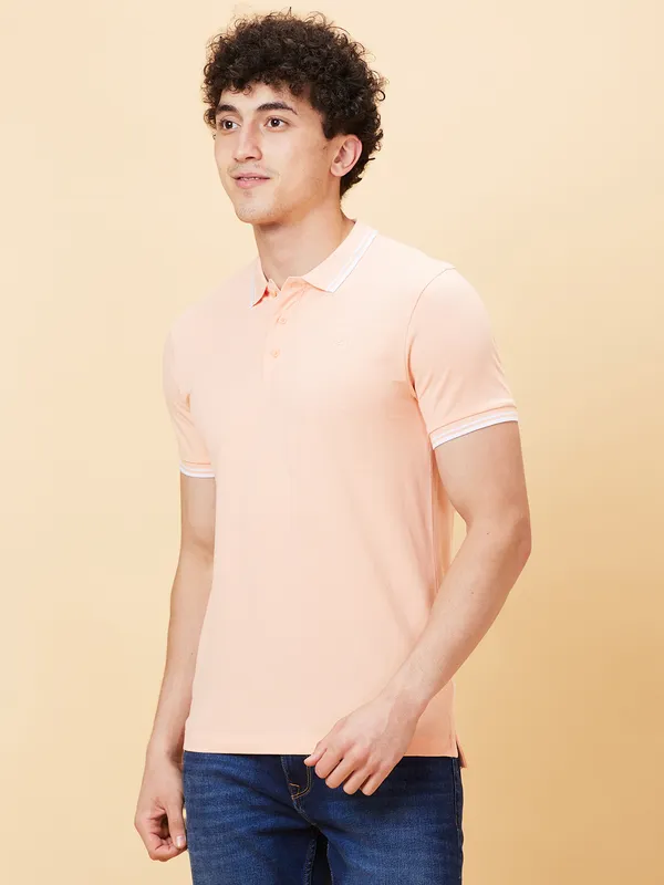 Being Human Men Regular Fit T-Shirts-Peach Parfait