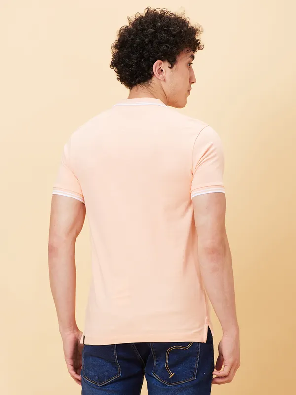 Being Human Men Regular Fit T-Shirts-Peach Parfait