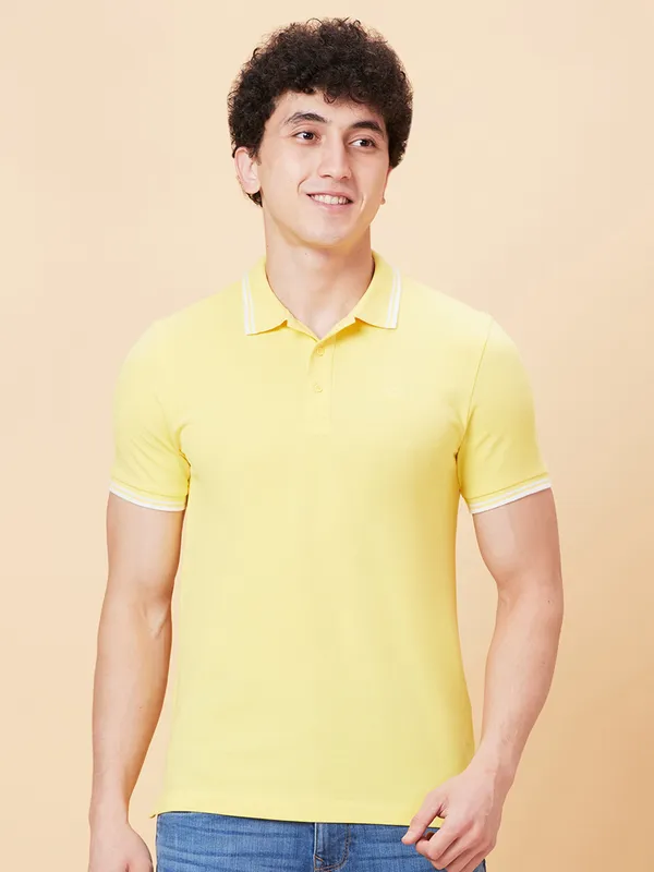 Being Human Men Regular Fit T-Shirts-Vibrant Yellow