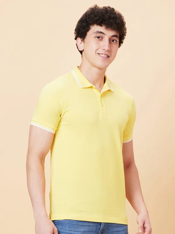 Being Human Men Regular Fit T-Shirts-Vibrant Yellow