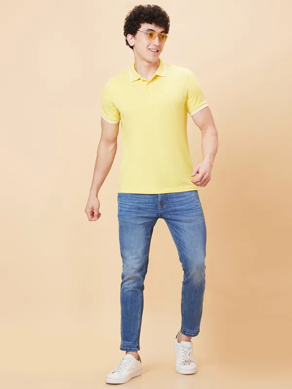 Being Human Men Regular Fit T-Shirts-Vibrant Yellow