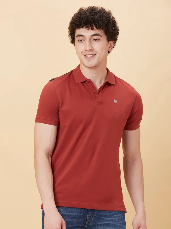 Being Human Men Regular Fit T-Shirts-Deep Red