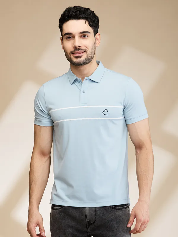 Being Human Clothing Mens-Top Polo Neck Lt.Blue