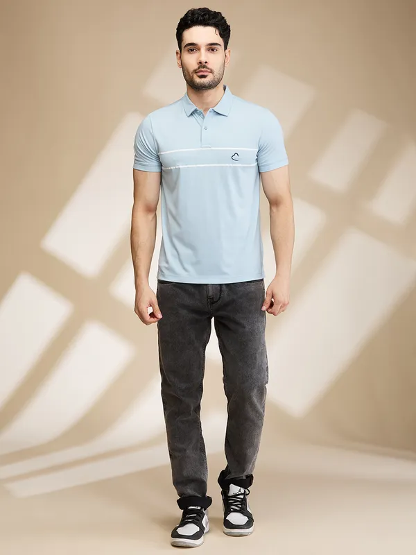 Being Human Clothing Mens-Top Polo Neck Lt.Blue