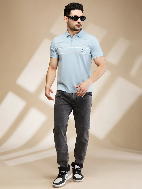 Being Human Clothing Mens-Top Polo Neck Lt.Blue