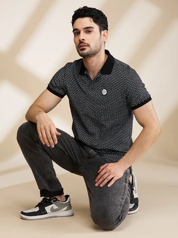 Being Human Mens-Top Polo Neck Black_White