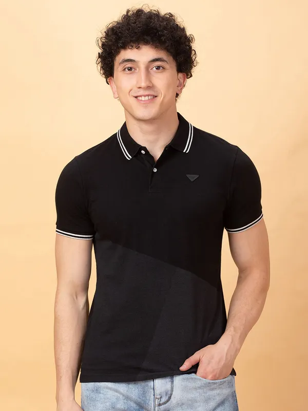 Being Human Clothing Mens-Top Polo Neck Black