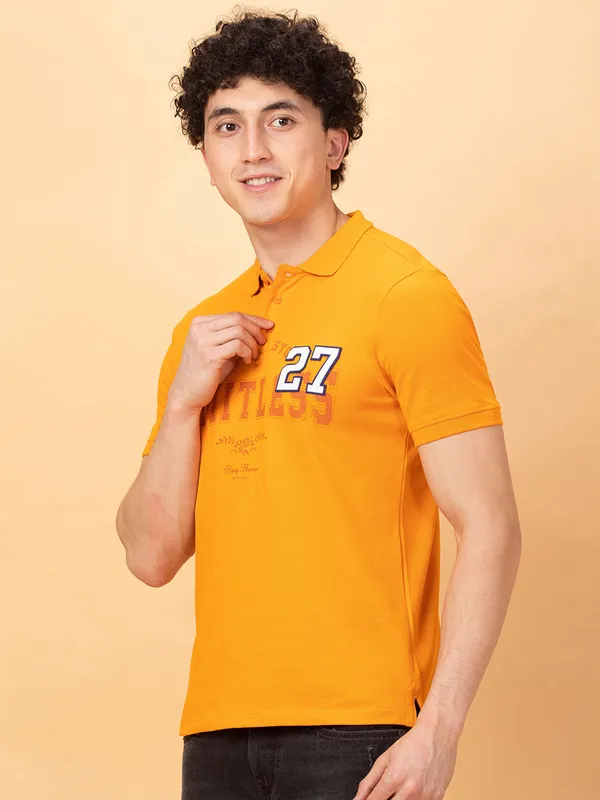Being Human Clothing Mens-Top Polo Neck Orange