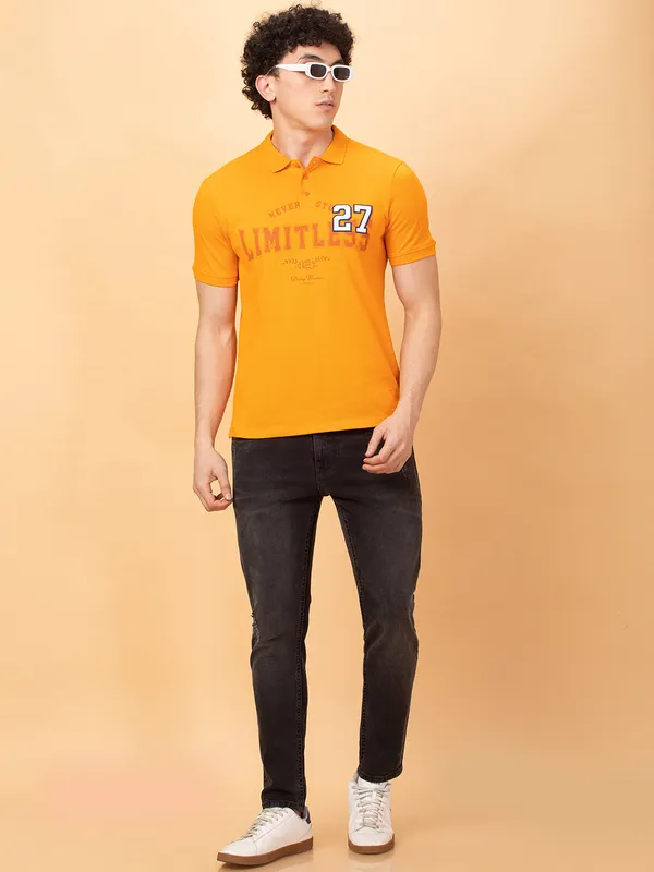 Being Human Clothing Mens-Top Polo Neck Orange