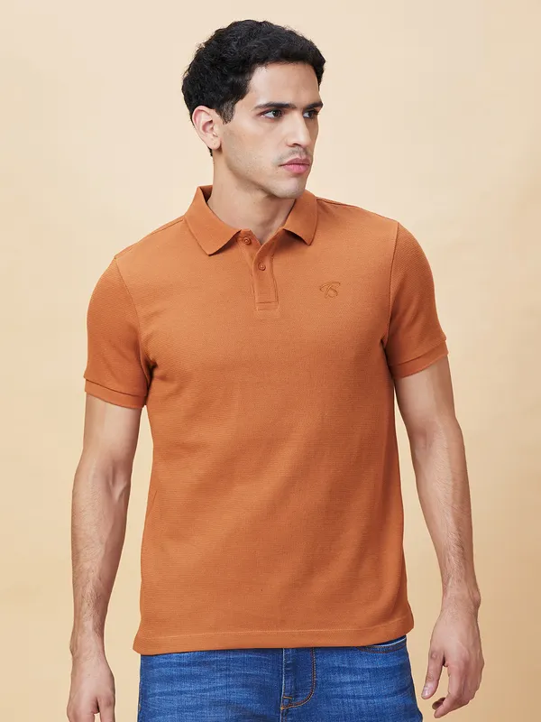 Being Human Clothing Mens-Top Polo Neck Rust