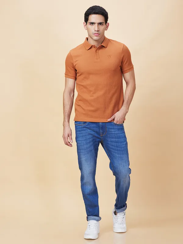 Being Human Clothing Mens-Top Polo Neck Rust