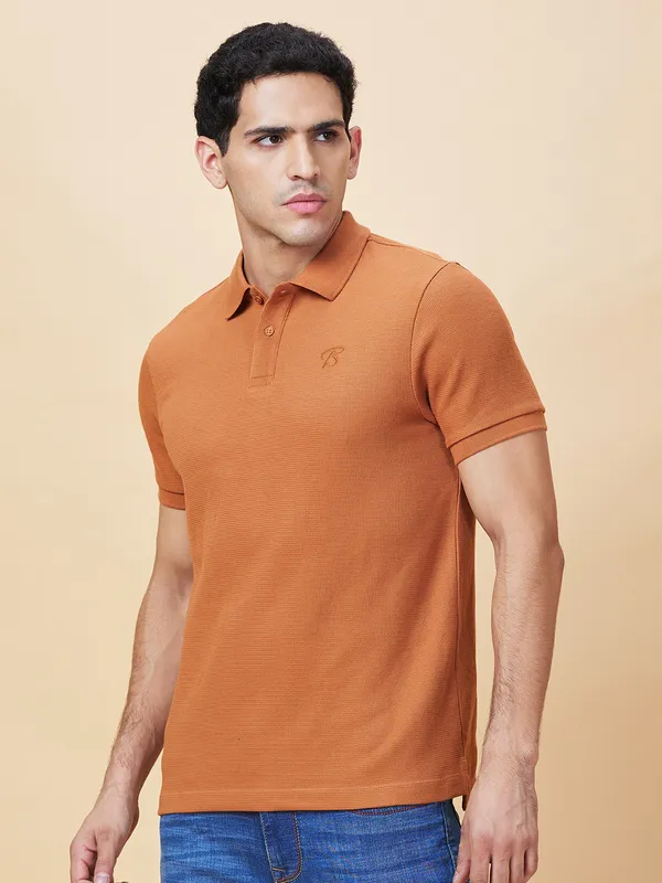 Being Human Clothing Mens-Top Polo Neck Rust