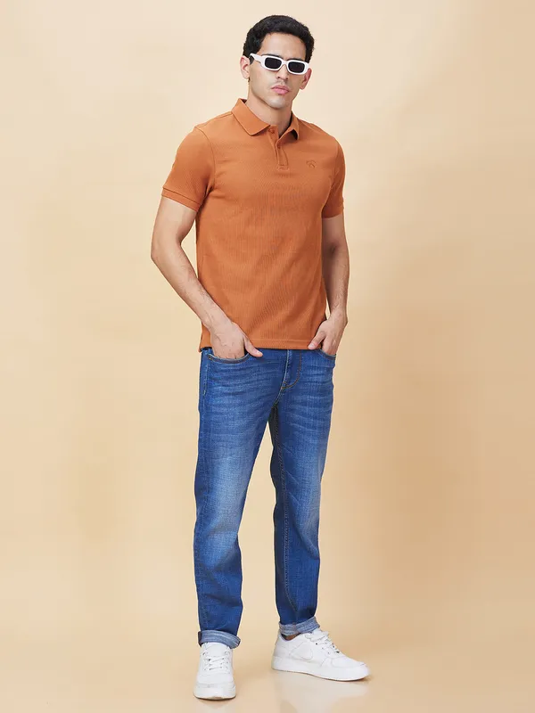 Being Human Clothing Mens-Top Polo Neck Rust