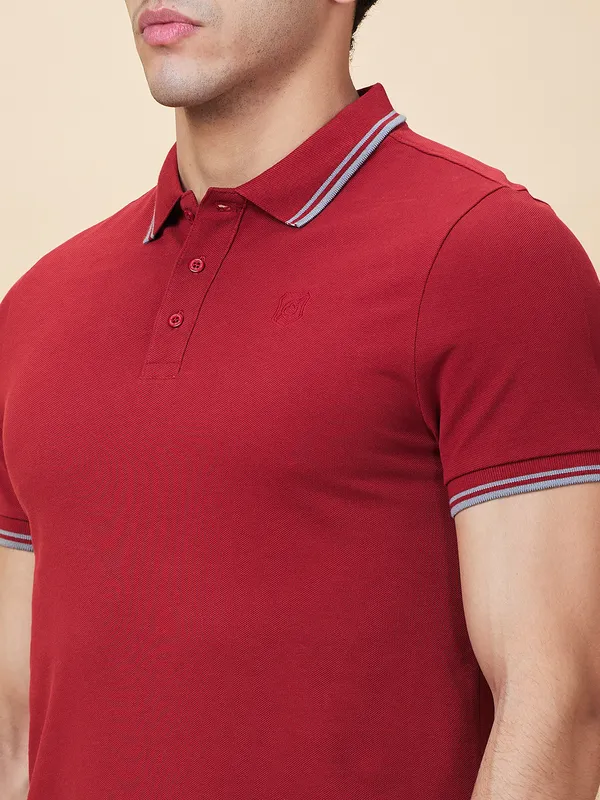 Being Human Clothing Mens-Top Polo Neck Maroon