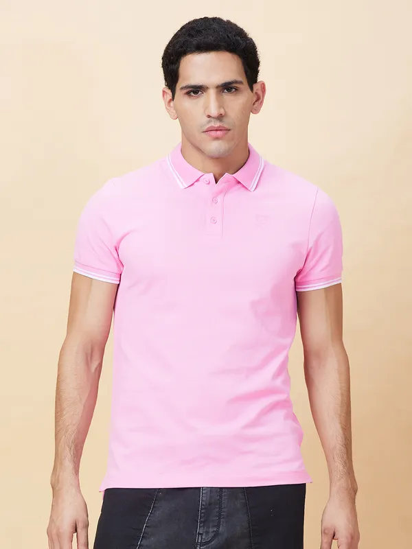 Being Human Clothing Mens-Top Polo Neck Peach