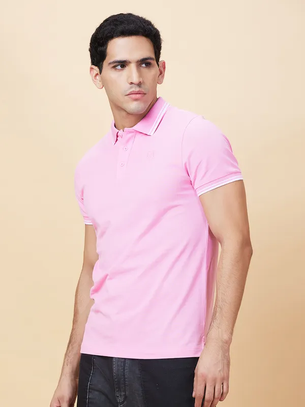 Being Human Clothing Mens-Top Polo Neck Peach