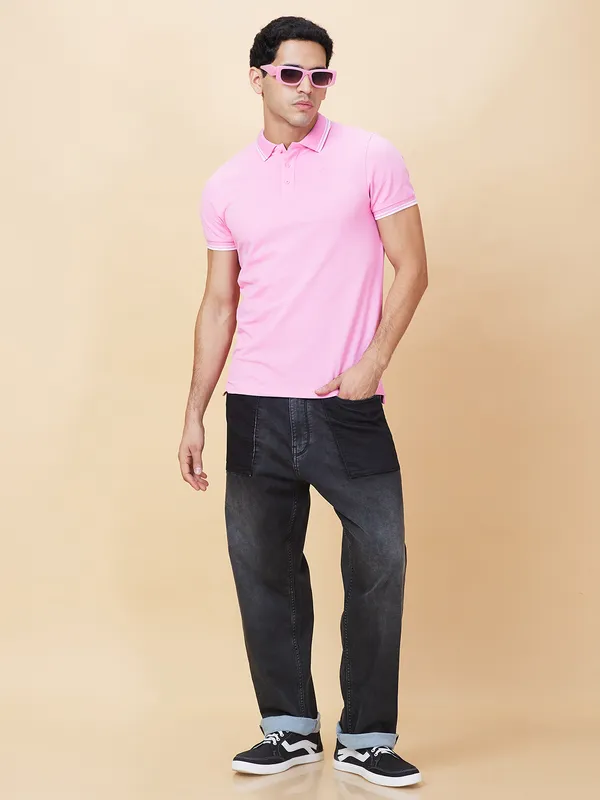 Being Human Clothing Mens-Top Polo Neck Peach