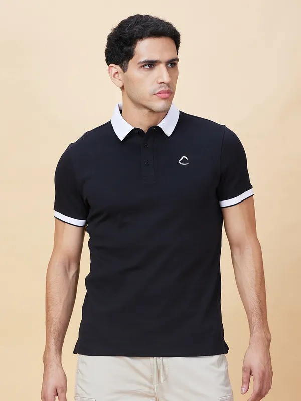 Being Human Clothing Mens-Top Polo Neck Black