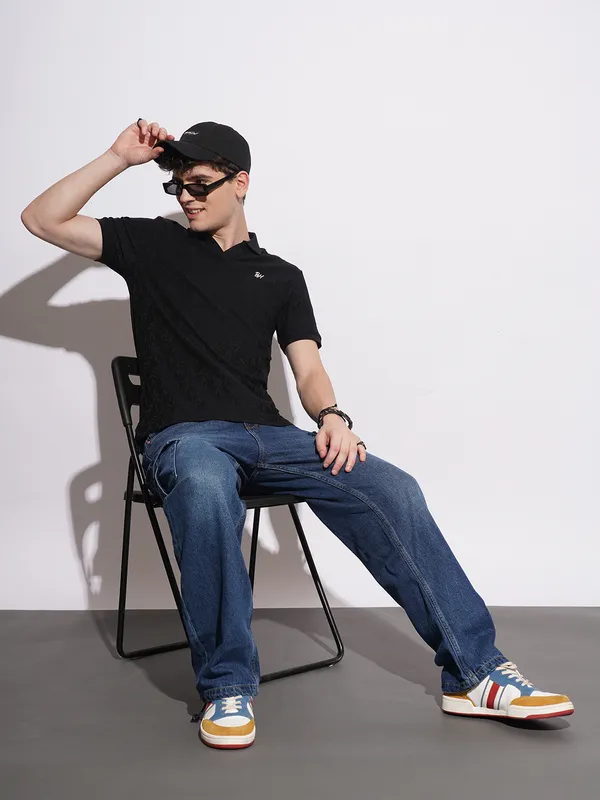 Being Human Clothing Mens-Top Polo Neck Black