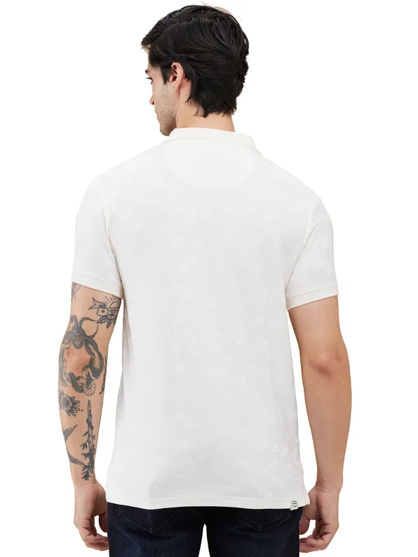 Being Human Clothing Men Beige Self Design Polo Neck T-Shirt