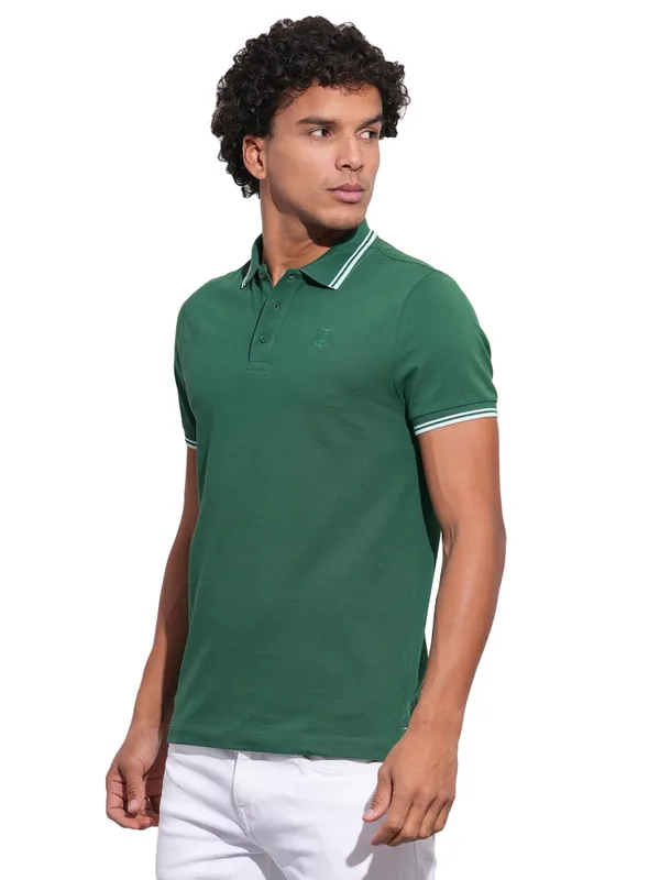 Being Human Mens-Top Polo Neck Dk.Green