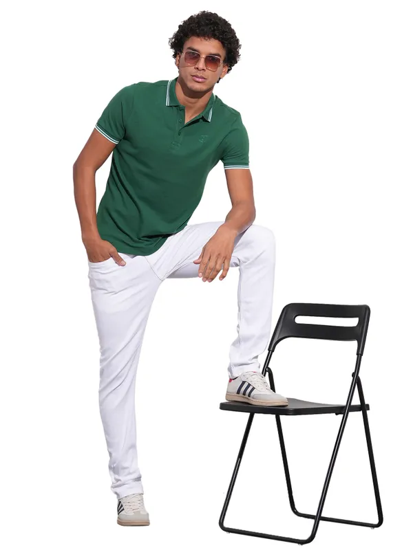 Being Human Mens-Top Polo Neck Dk.Green