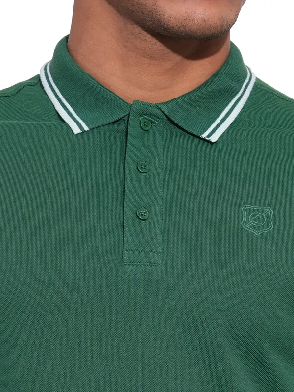 Being Human Mens-Top Polo Neck Dk.Green