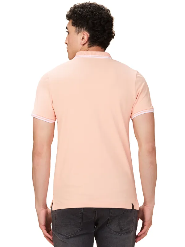 Being Human Men Orange Solid Polo Neck T-Shirt