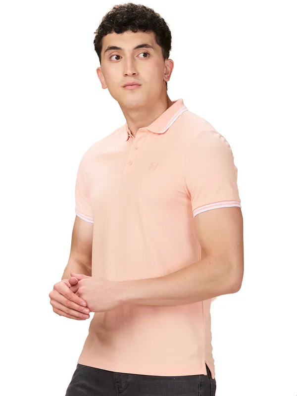Being Human Men Orange Solid Polo Neck T-Shirt