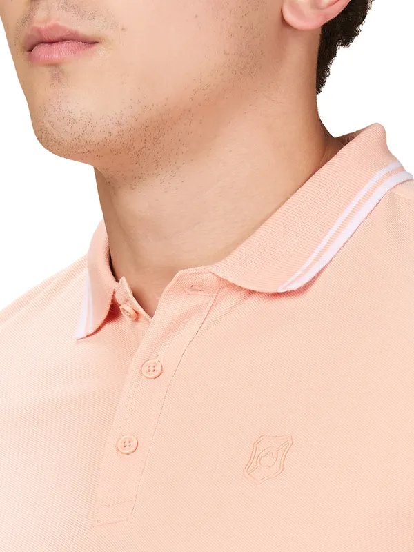 Being Human Men Orange Solid Polo Neck T-Shirt