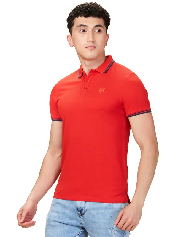 Being Human Men Red Solid Polo Neck T-Shirt