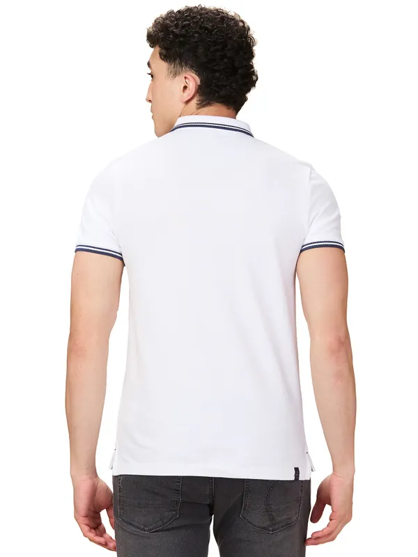 Being Human Clothing Men White Solid Polo Neck T-Shirt