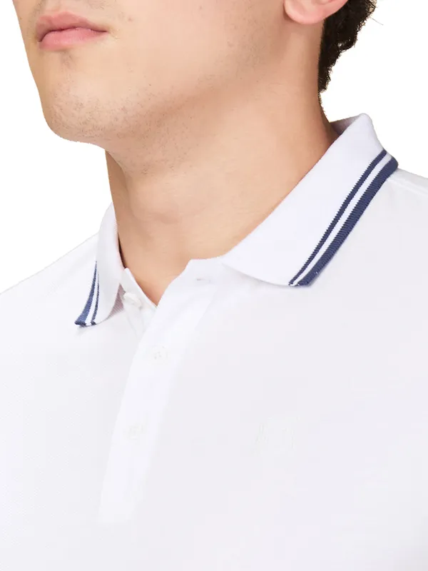 Being Human Clothing Men White Solid Polo Neck T-Shirt