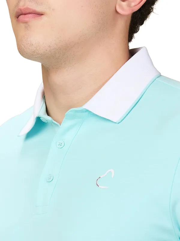 Being Human Men Blue Solid Polo Neck T-Shirt