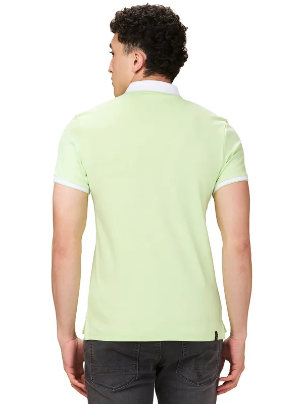 Being Human Men Green Solid Polo Neck T-Shirt