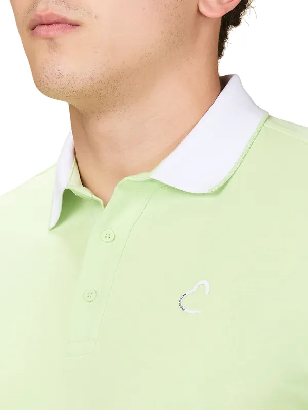 Being Human Men Green Solid Polo Neck T-Shirt