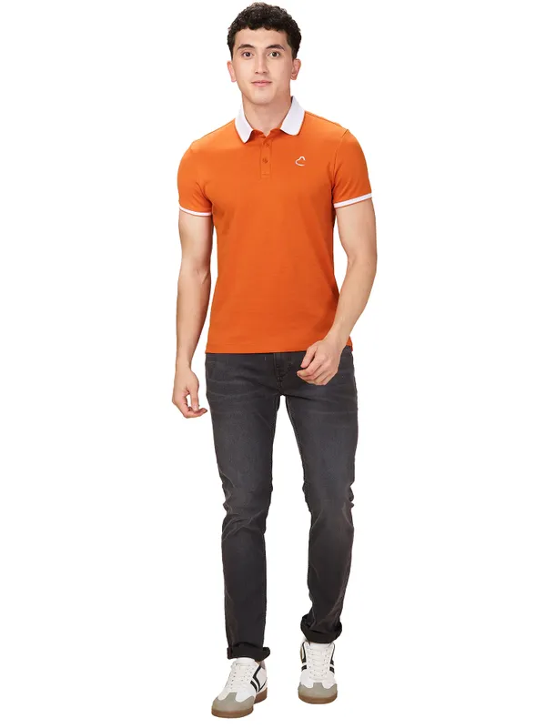 Being Human Men Brown Solid Polo Neck T-Shirt