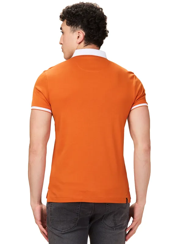 Being Human Men Brown Solid Polo Neck T-Shirt