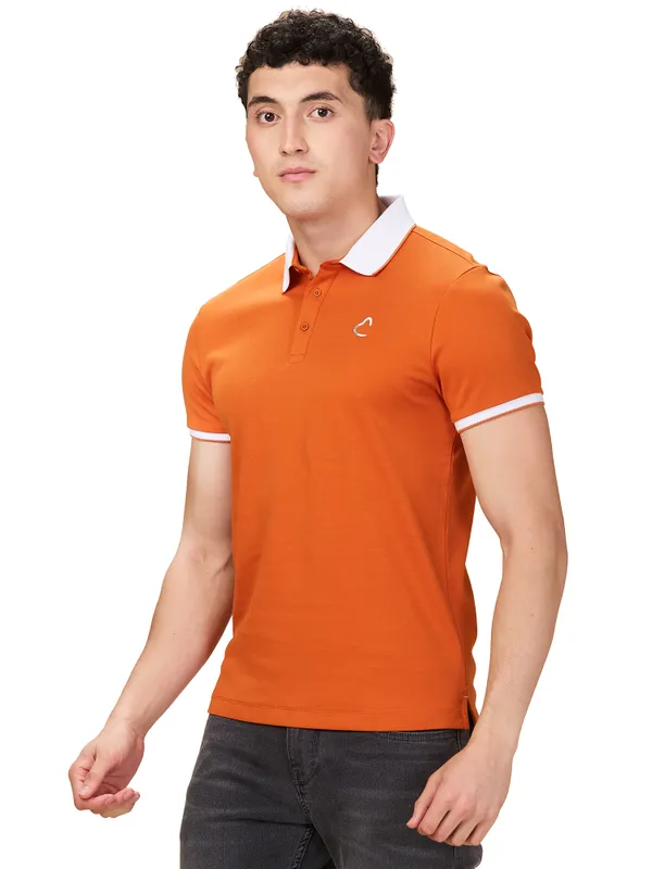 Being Human Men Brown Solid Polo Neck T-Shirt