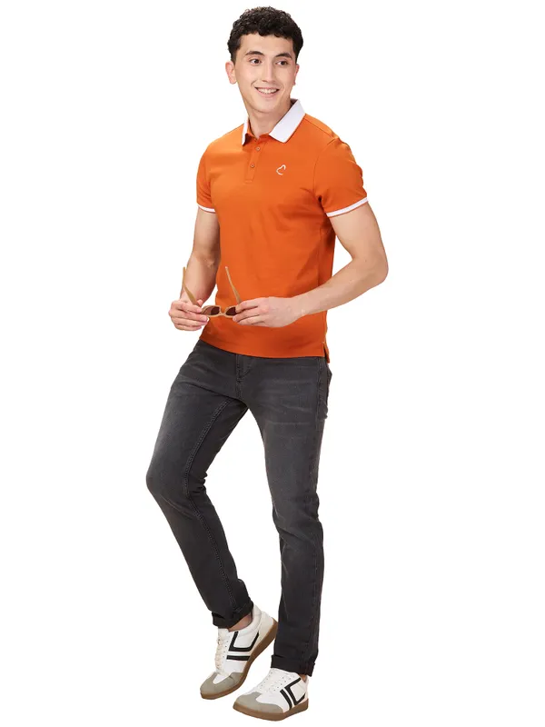 Being Human Men Brown Solid Polo Neck T-Shirt