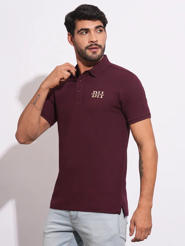 Being Human Clothing Mens-Top Polo Neck Wine