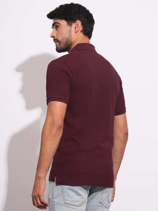Being Human Clothing Mens-Top Polo Neck Wine