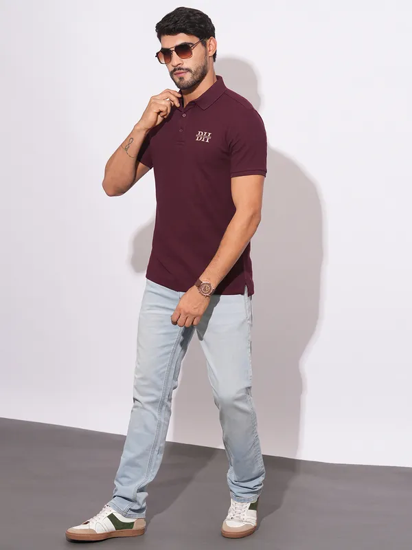 Being Human Clothing Mens-Top Polo Neck Wine