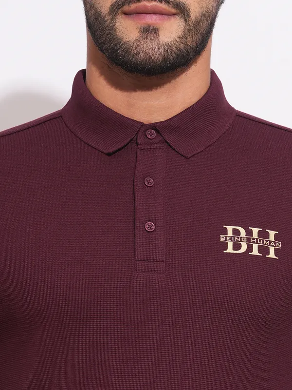 Being Human Clothing Mens-Top Polo Neck Wine