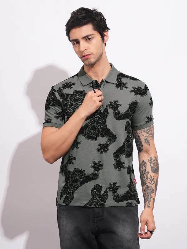 Being Human Clothing Men's Grey Captain America Polo T-shirt